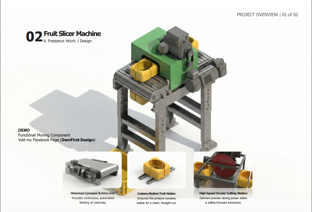 Fruit Slicer Machine conveyor render